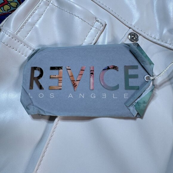 Revice White Vegan Leather Mid-Rise Flared Wide Leg Pants 23 (ACT22x33) NWT - Picture 13 of 16